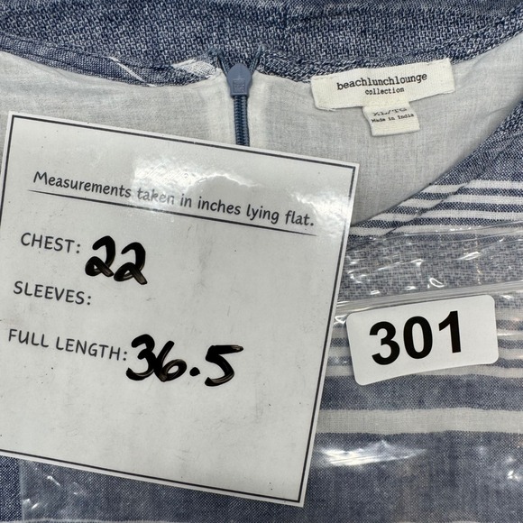 BeachLunchLounge Stripe Linen Cotton Shift Lined Dress XL #301 - Picture 8 of 8